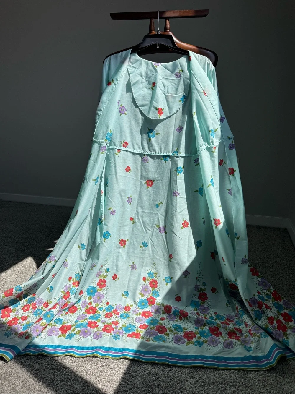 Vintage Handmade Floral Robe House Dress Cottagecore Prairie Maxi Dress